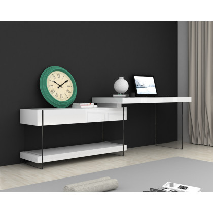 J&M Cloud Desk - White, High Gloss