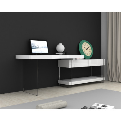 J&M Cloud Desk - White, High Gloss
