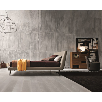 J&M Metropolitan Queen Bed - Taupe, Leather