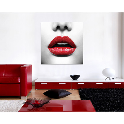 J&M - Wall Art Lips in Red/White/Gray