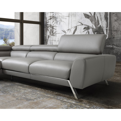 J&M Mood Gray Leather Sectional - Left Hand Facing, Gray