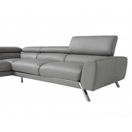 J&M Mood Gray Leather Sectional - Left Hand Facing, Gray