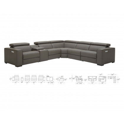 J&M Picasso Motion Sectional - Silver Gray