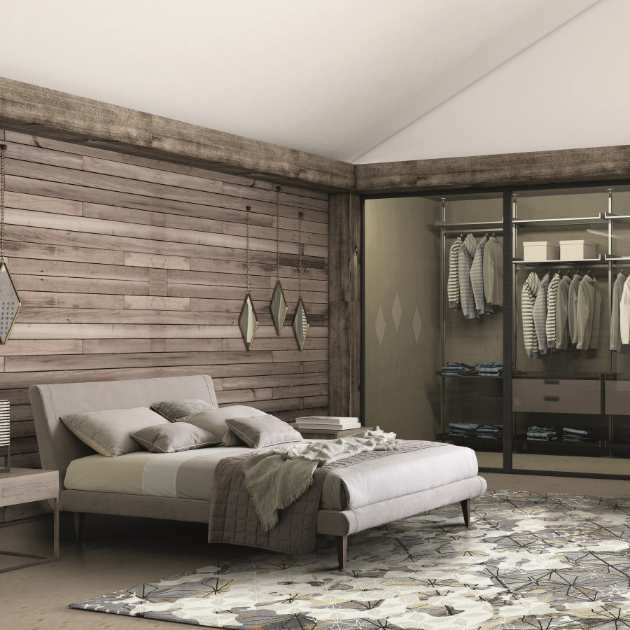 J&M Metropolitan Queen Bed - Taupe, Fabric