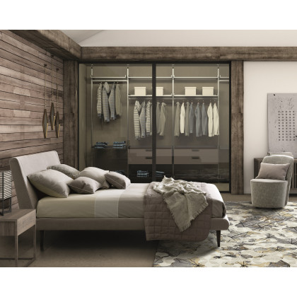 J&M Metropolitan Queen Bed - Taupe, Fabric