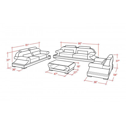 Jubilee - Pantaleon Sofa Set with Shape Arm