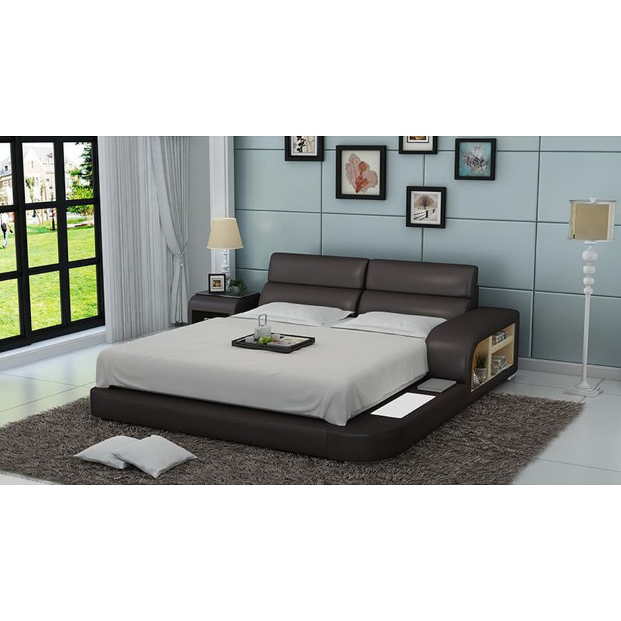 Jubilee Jodi California King Size Left Hand Facing Bed with Storage - Dark Brown, Bonded Leather