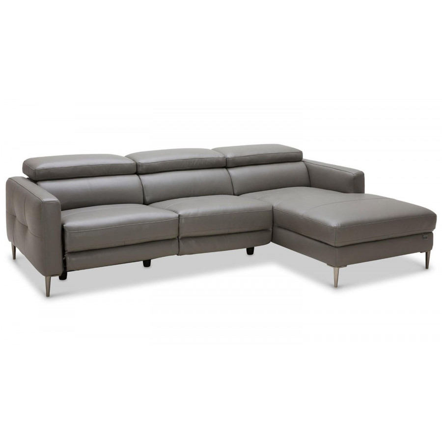Jubilee Kaplan Modern Reclining Right Hand Facing Sectional - Brown, Italian Top Grain Leather