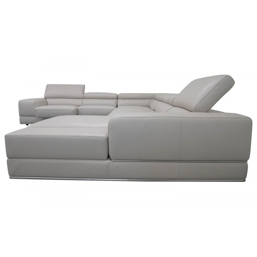 Jubilee Linehan Modular Recliner Right Hand Facing Sectional Couch - Gray, Italian Top Grain Leather
