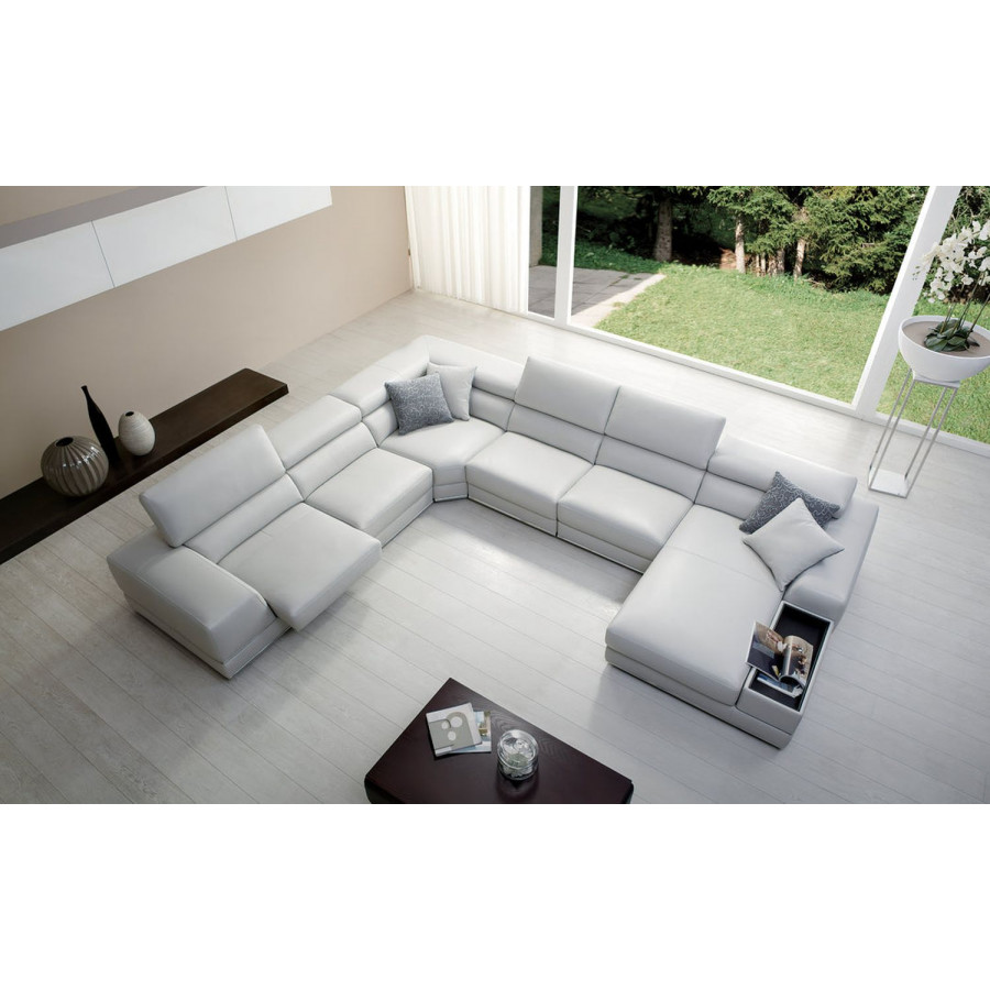 Jubilee Linehan Modular Recliner Left Hand Facing Sectional Couch - White, Italian Top Grain Leather