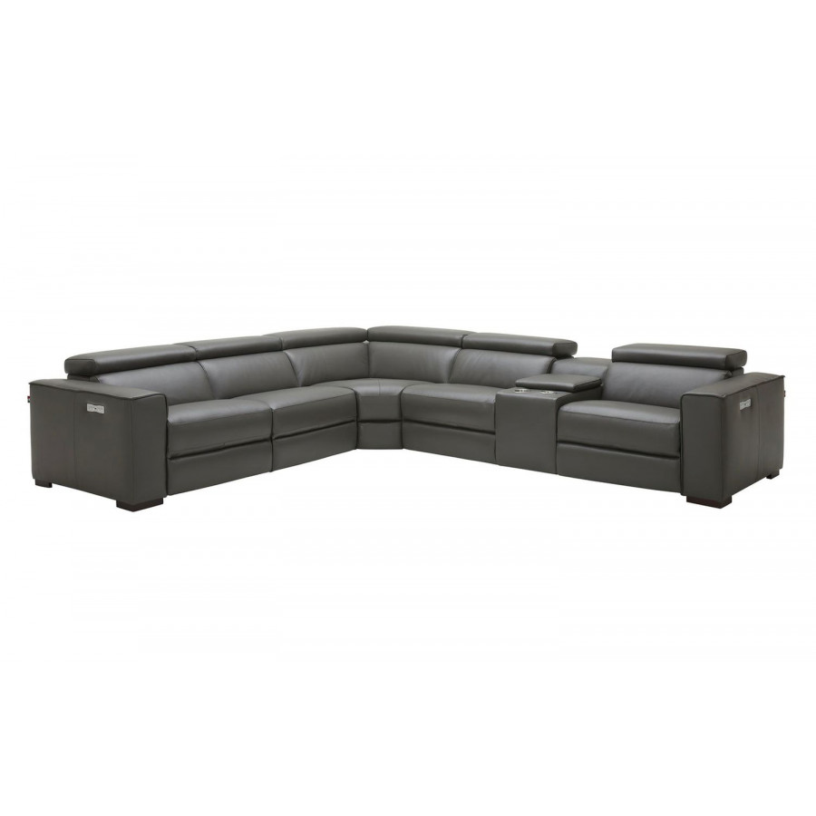 Jubilee Birt Sectional Sofa with Recliners - Black, Italian Top Grain Leather