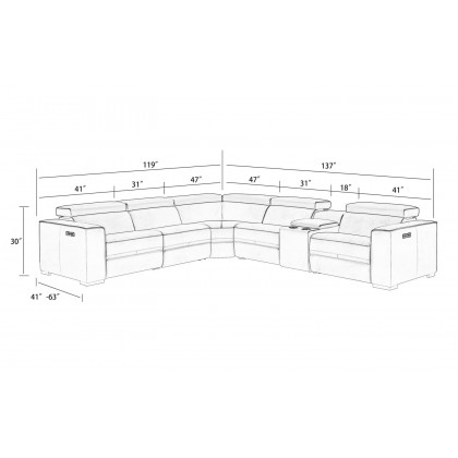 Jubilee - Birt Sectional Sofa with Recliners