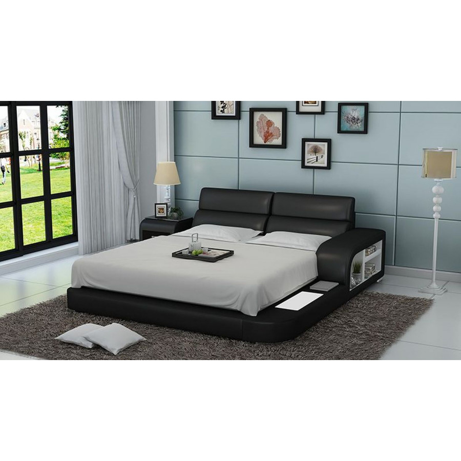 Jubilee Jodi King Size Both Hand Facing Bed with Storage - Black, Bonded Leather