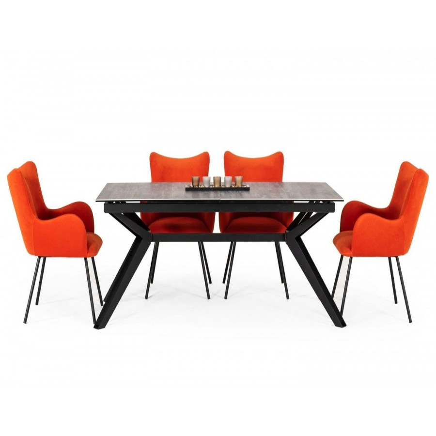 Jubilee - Daniel Dining Table in Gray/Black, Ceramic/Metal