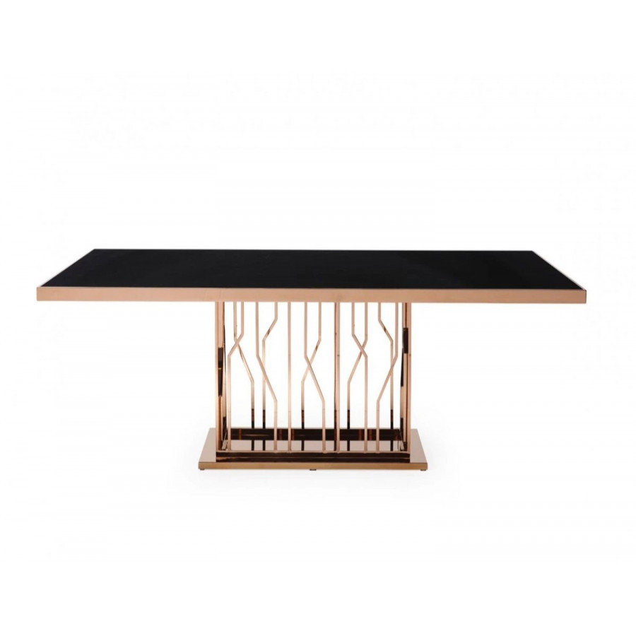 Jubilee - Perkins Dining Table in Black/Gold, Wood/Glass/Stainless Steel