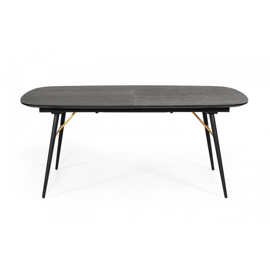 Jubilee - Bill Extendable Dining Table in Black Oak Veneer/Matte Black, Wood/Metal
