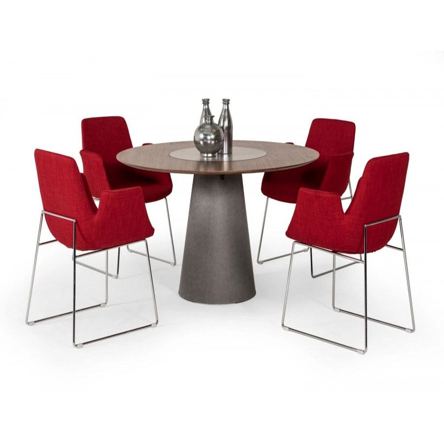 Jubilee - Alexander Round Dining Table in Walnut/Silver