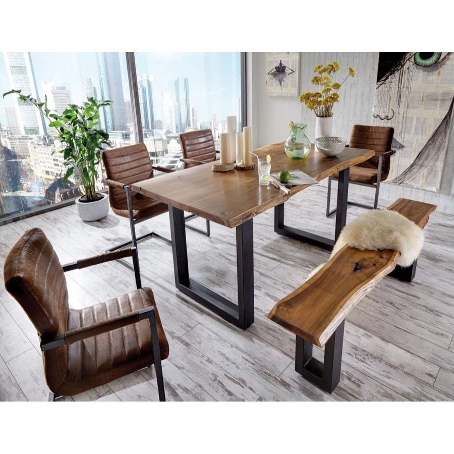Jubilee - Twina Dining Table in Walnut/Black, Acacia Wood/Metal