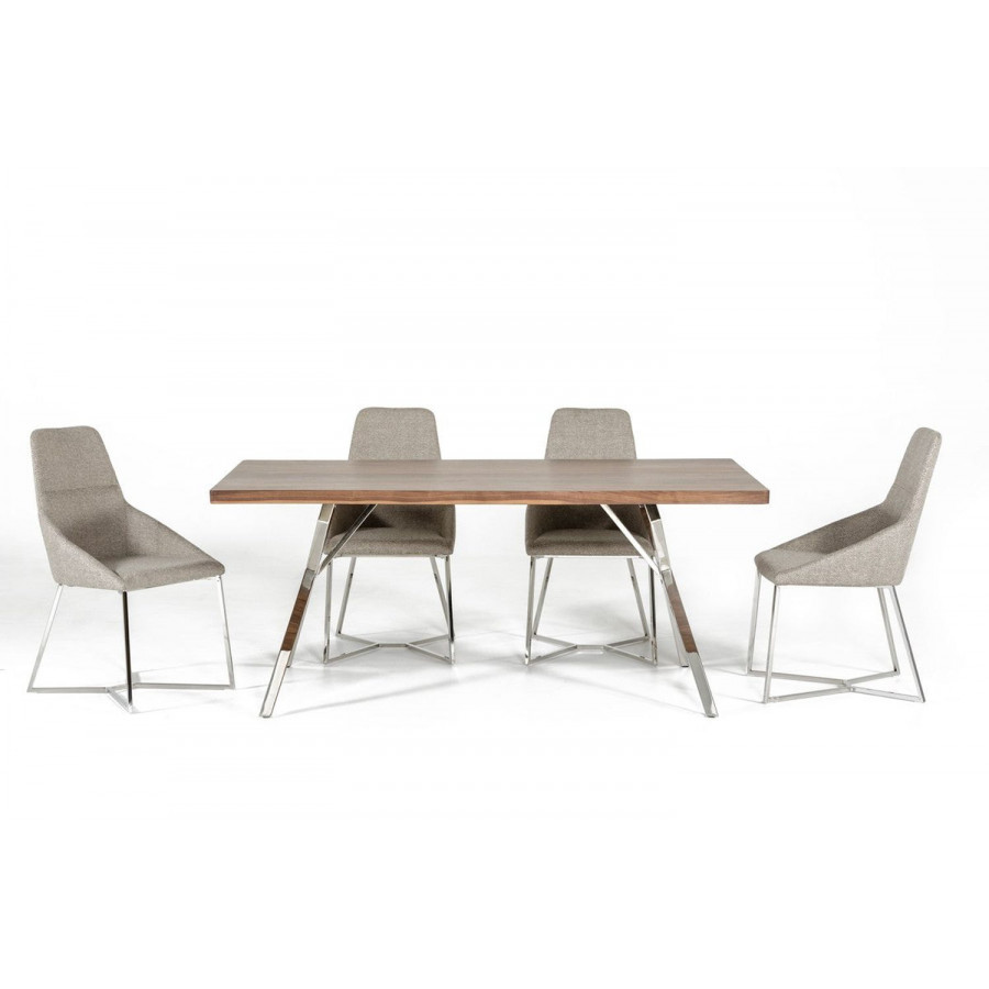 Jubilee - Scarf Dining Table in Walnut Veneer, Stainless Steel