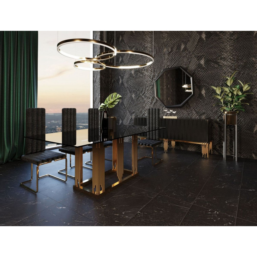Jubilee - Taki Dining Table in Smoked Gray/Rosegold