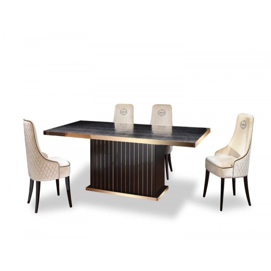 Jubilee - Tecoo Dining Table in Black Crocodile/Gold