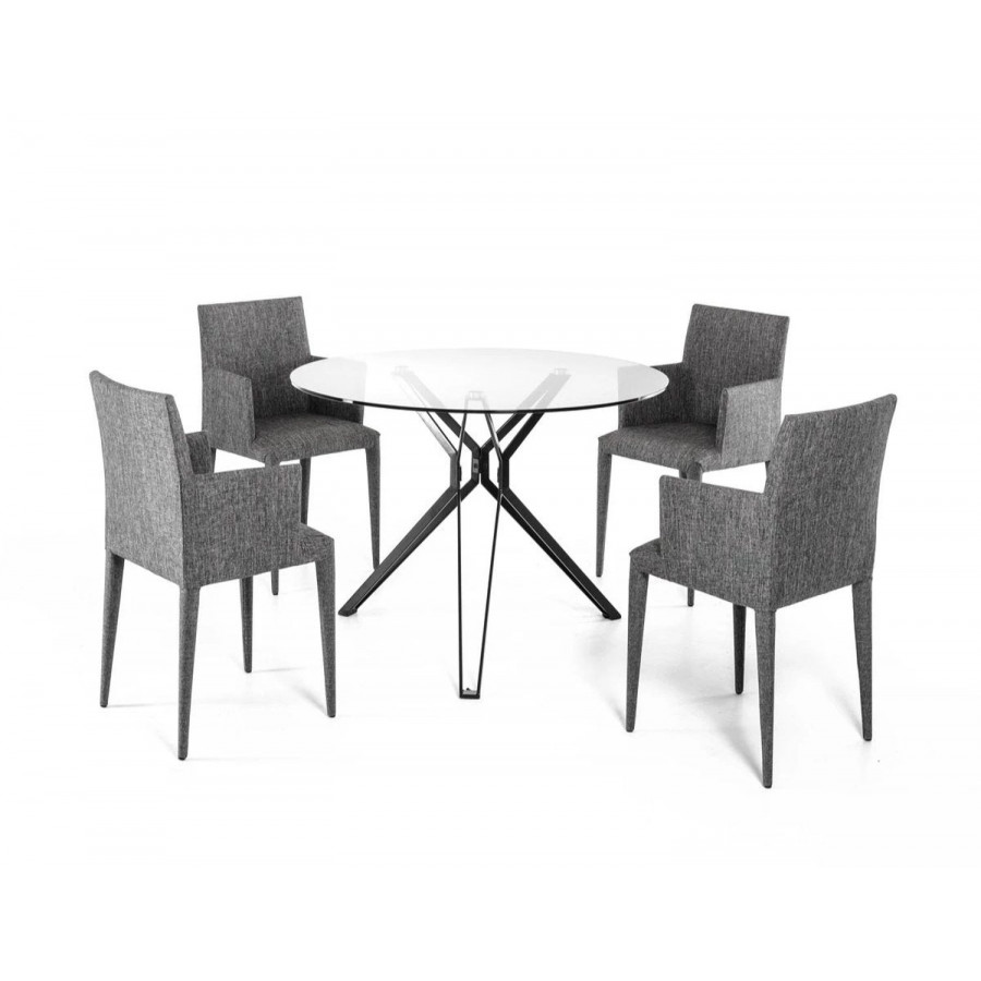 Jubilee - Sromo Round Dining Table in Glass/Black Matte
