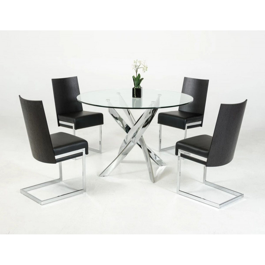 Jubilee - Paraenmi Round Dining Table in Glass/Chrome