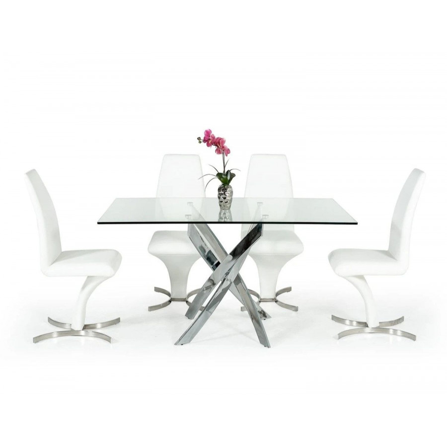 Jubilee - Pona Dining Table in Glass/Chrome
