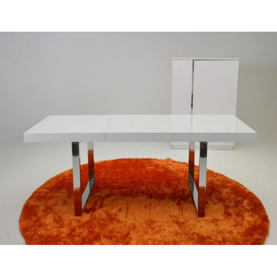 Jubilee - Sakura Extendable Dining Table in White, Wood/Stainless Steel