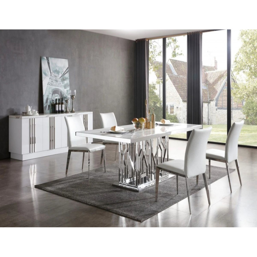 Jubilee - Megan Dining Table in Marble/Steel