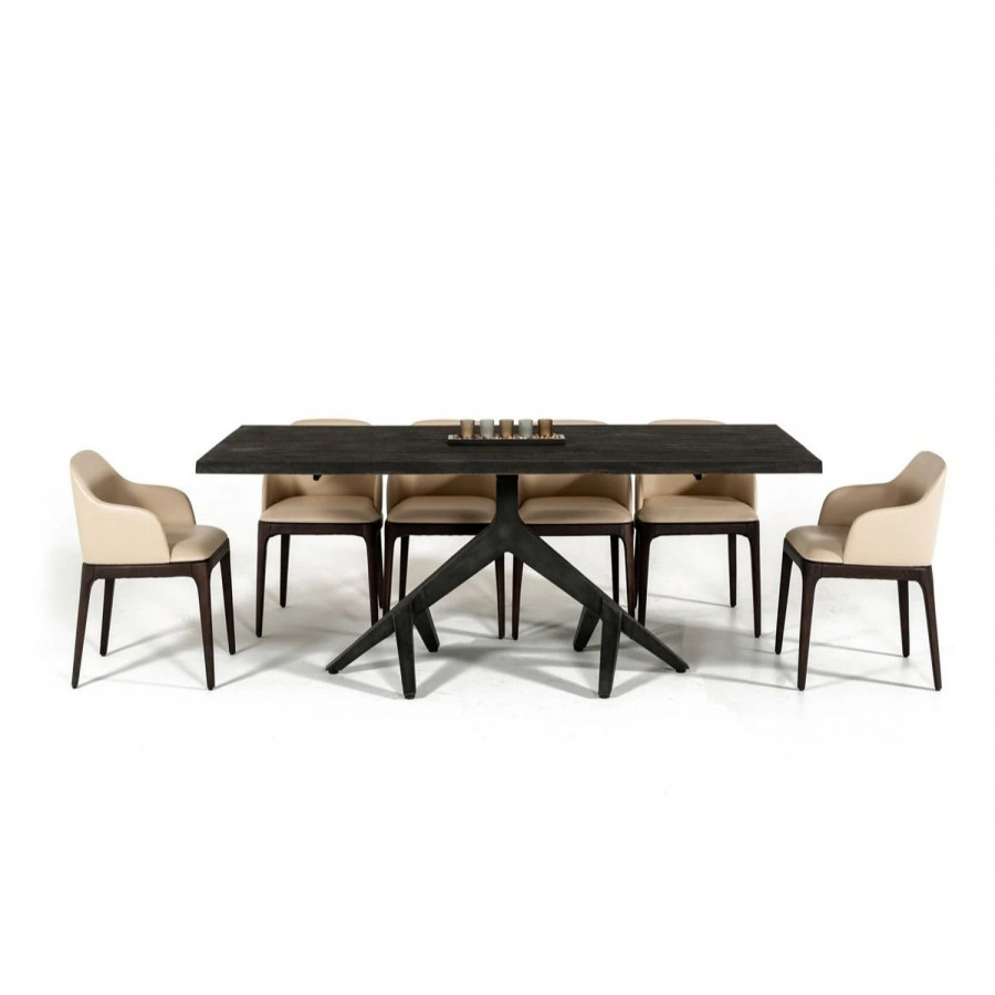 Jubilee - Musem Dining Table in Aged Oak/Black, Wood/Metal