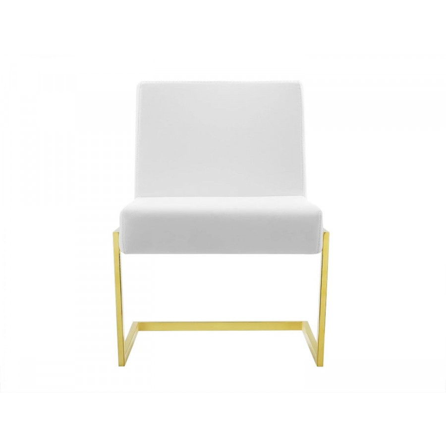 Jubilee - Batiya Dining Chair Set of 2 in White/Gold, Eco-Leather