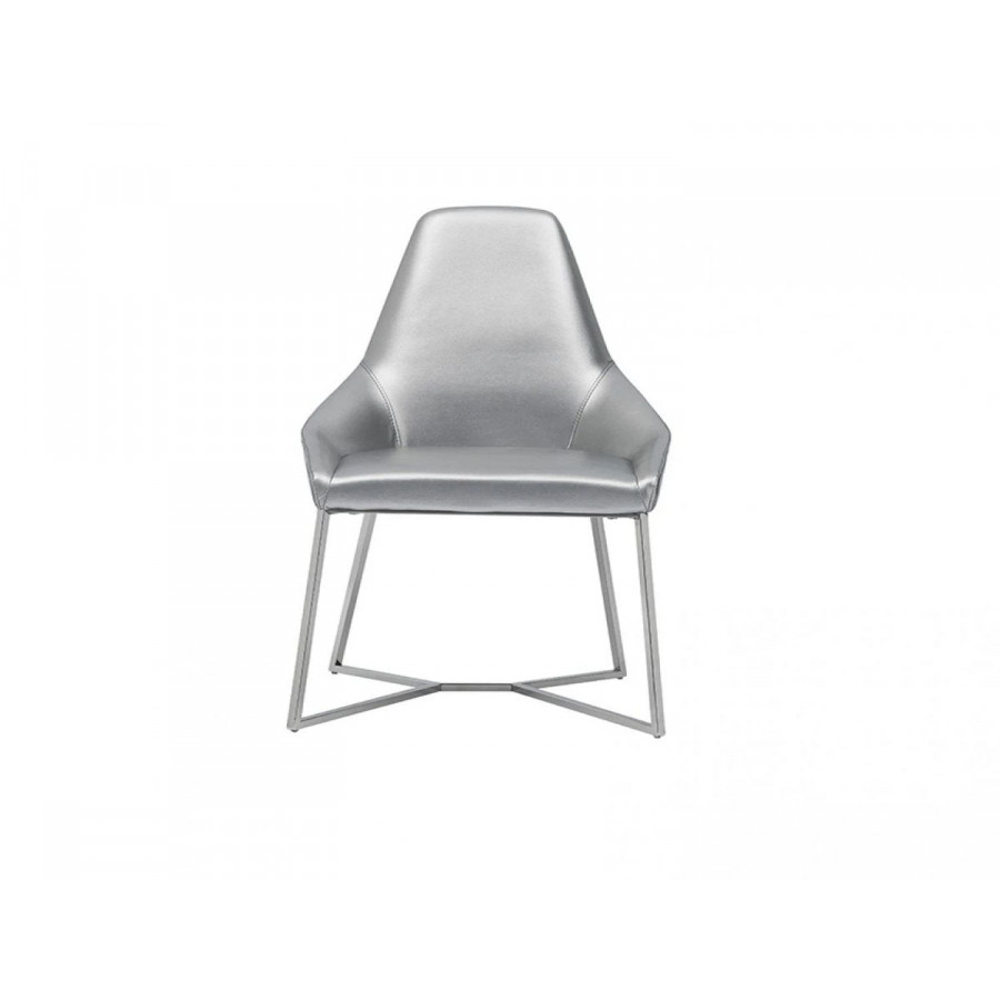 Jubilee - Sandro Dining Chair Set of 2 in Gray, Leatherette/Stainless Steel