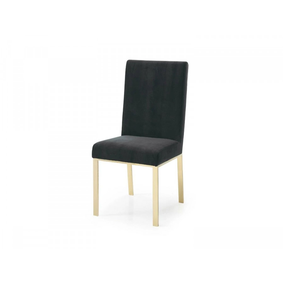 Jubilee - Rebecca Dining Chair Set of 2 in Black/Champagne Gold, Velvet/Stainless Steel
