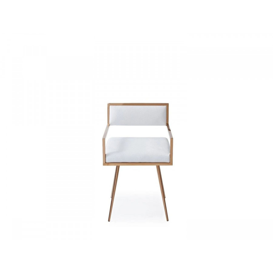 Jubilee - Rossu Dining Chair in White/Rosegold, Crocodile Textured Leatherette