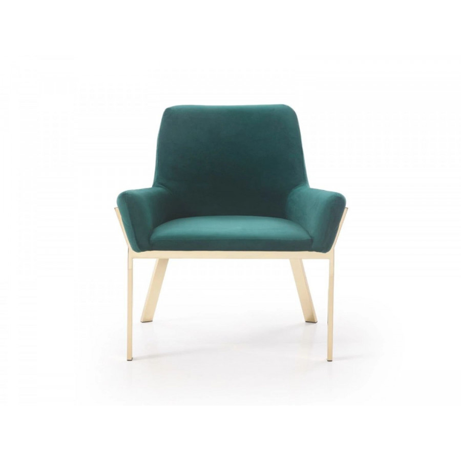 Jubilee - Ruswn Dining Chair in Green/Polished Champagne Gold, Velvet/Stainless Steel