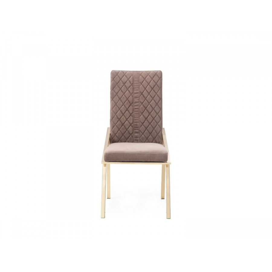 Jubilee - Arien Dining Chair Set of 2 in Brown/Champagne Gold, Velvet/Stainless Steel