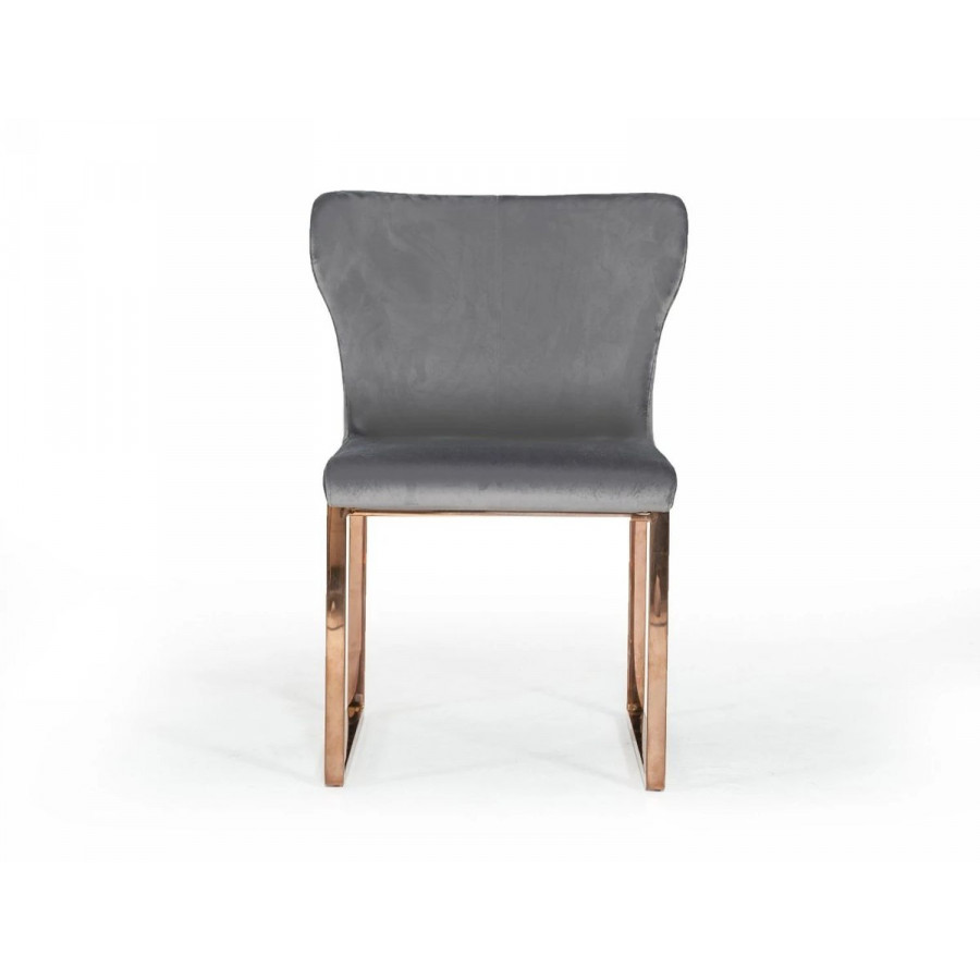 Jubilee - Chanen Dining Chair in Gray/Rosegold, Velvet/Stainless Steel