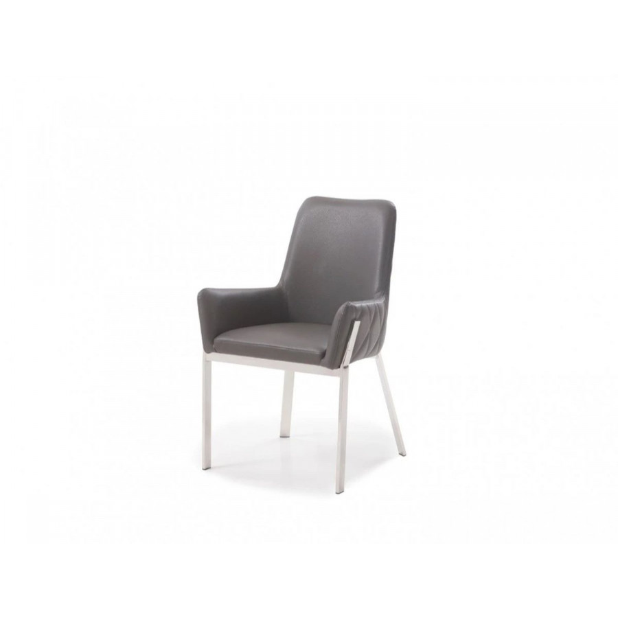 Jubilee - Ruden Dining Chair in Gray, Bonded Leather/Stainless Steel