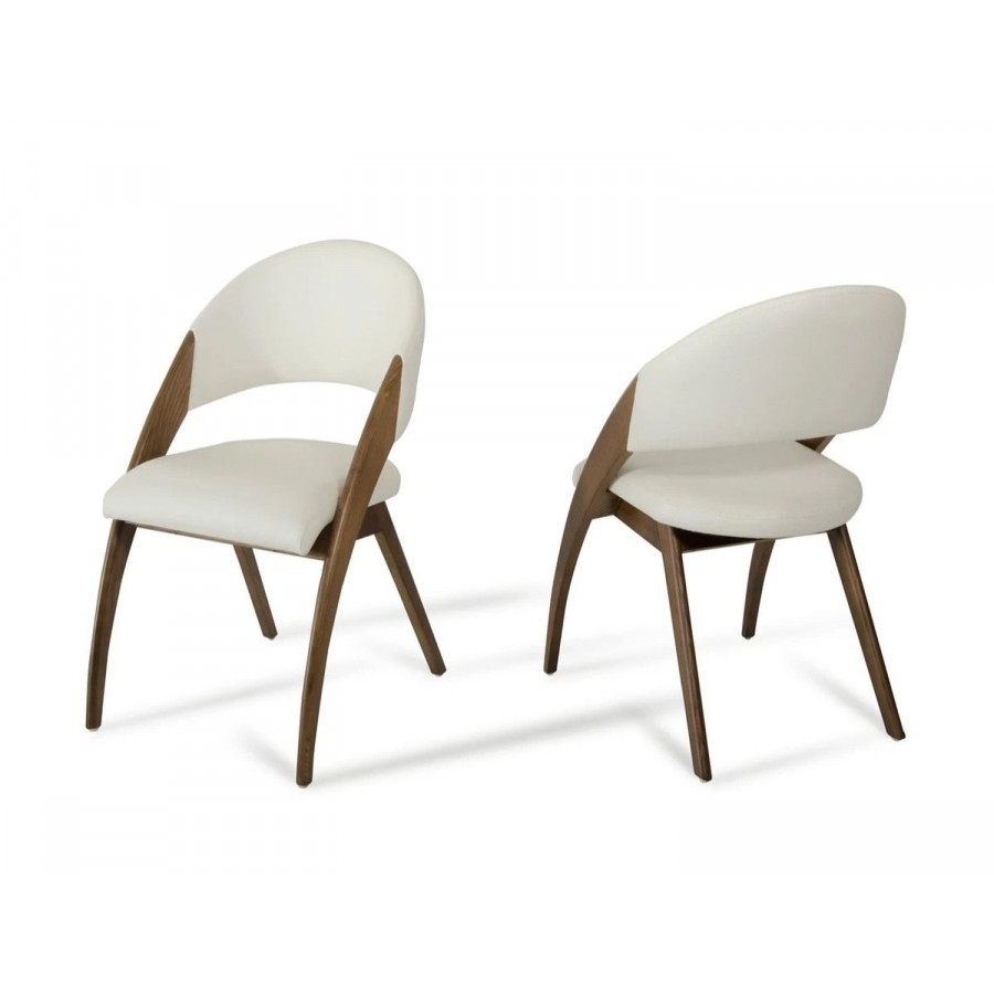 Jubilee - Labty Dining Chair in Cream/Walnut, Leatherette