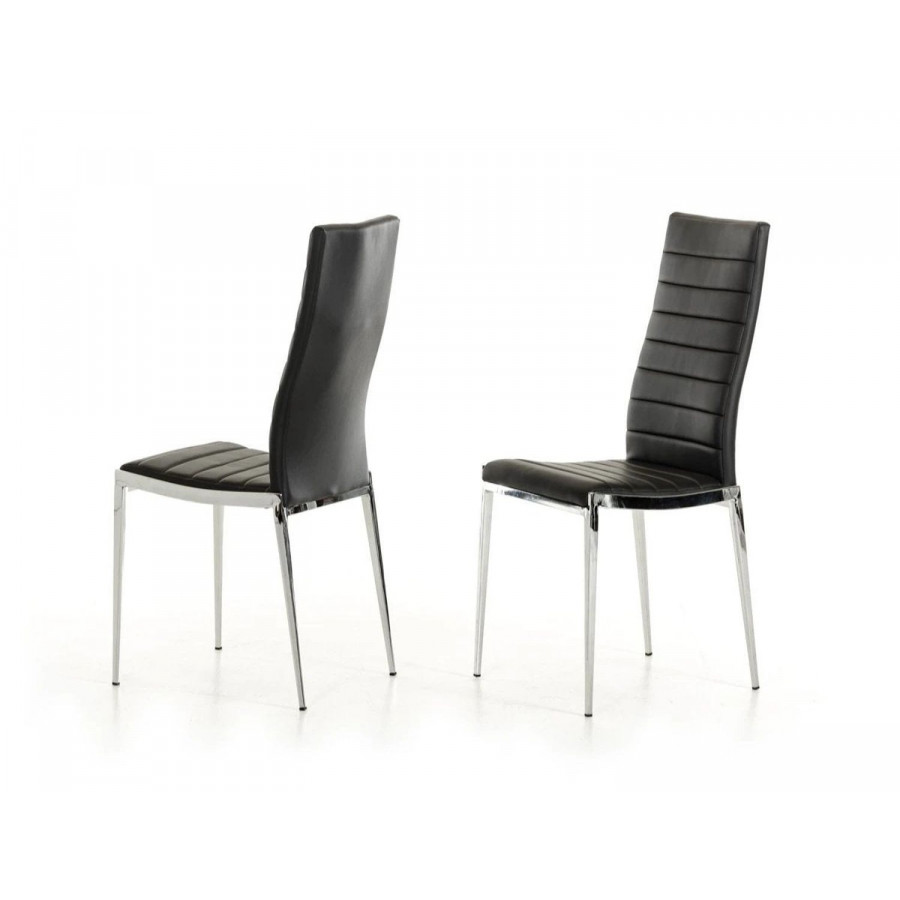 Jubilee - Lver Dining Chair Set of 2 in Black/Chrome, Leatherette