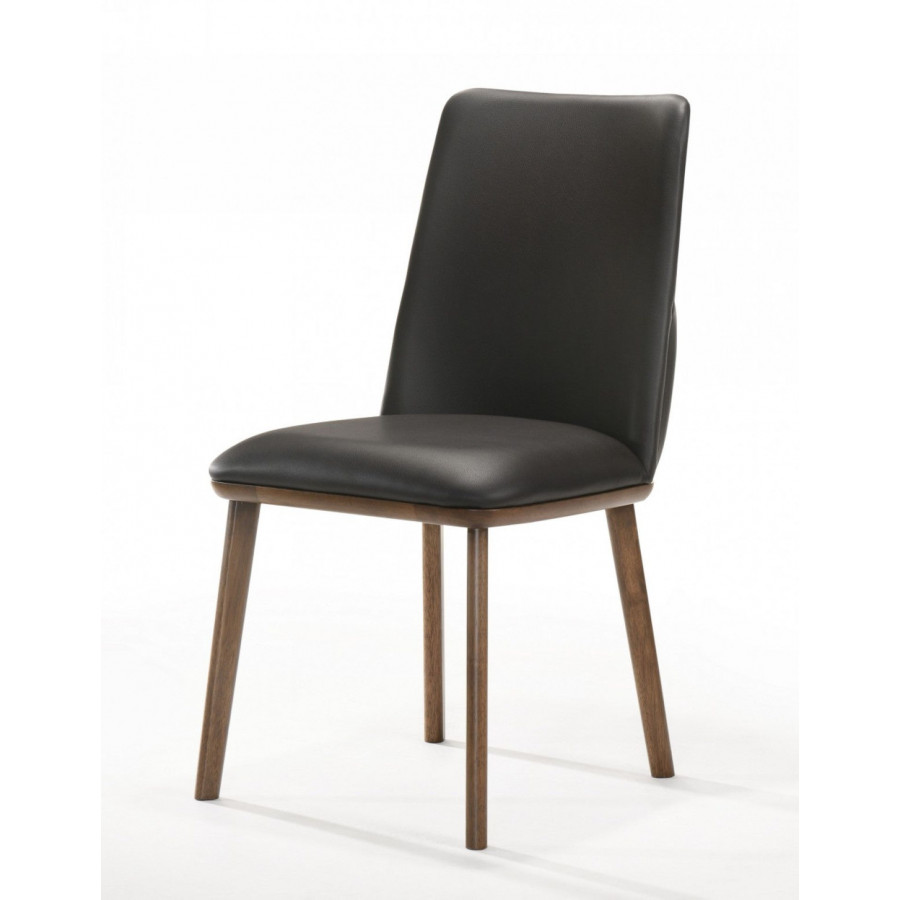 Jubilee - Alixender Modern Dining Chair Set of 2 in Dark Brown/Walnut, Eco-Leather