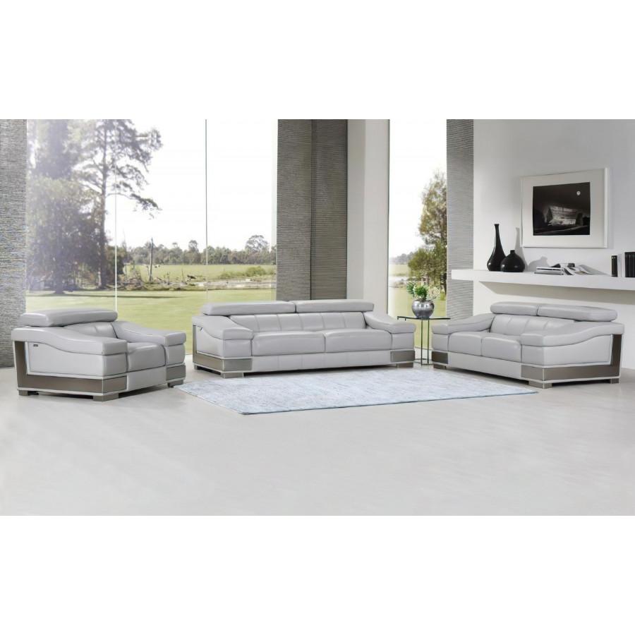 Jubilee - Winky Sofa Set in Light Gray, Top Grain Italian Leather