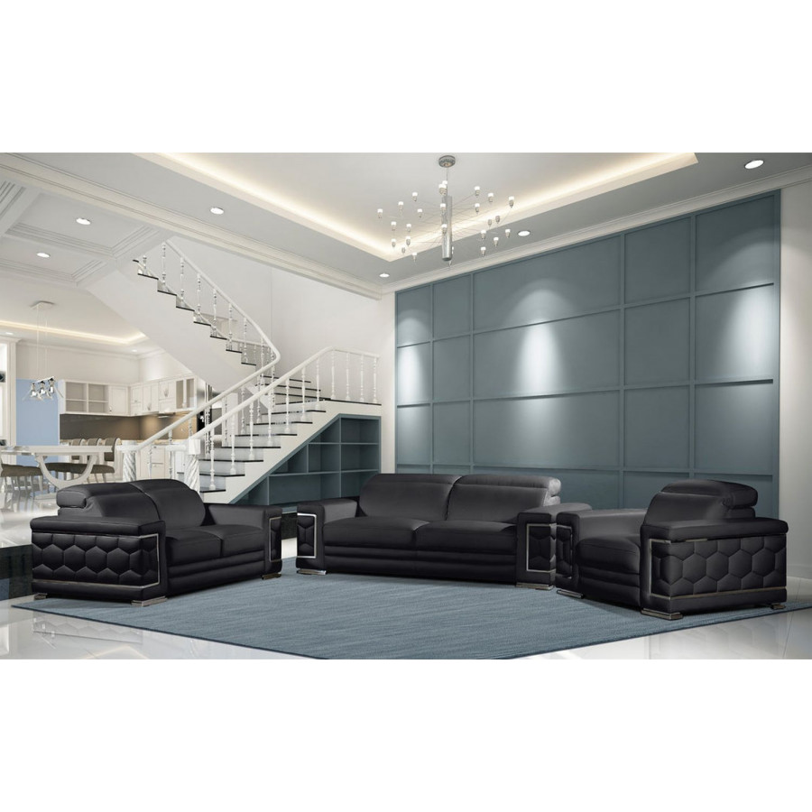 Jubilee Ilabisa Sofa Set - Black, Top Grain Italian Leather