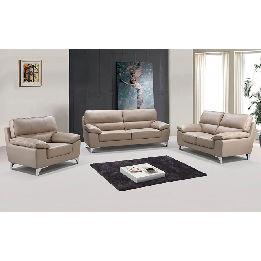 Jubilee Queleo Sofa Set - Beige, Top Grain Leather