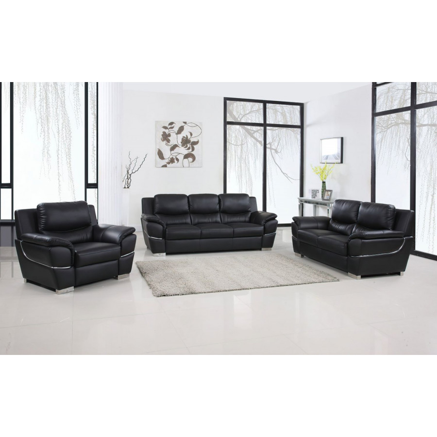 Jubilee Alisona Sofa Set - Black, Top Grain Leather