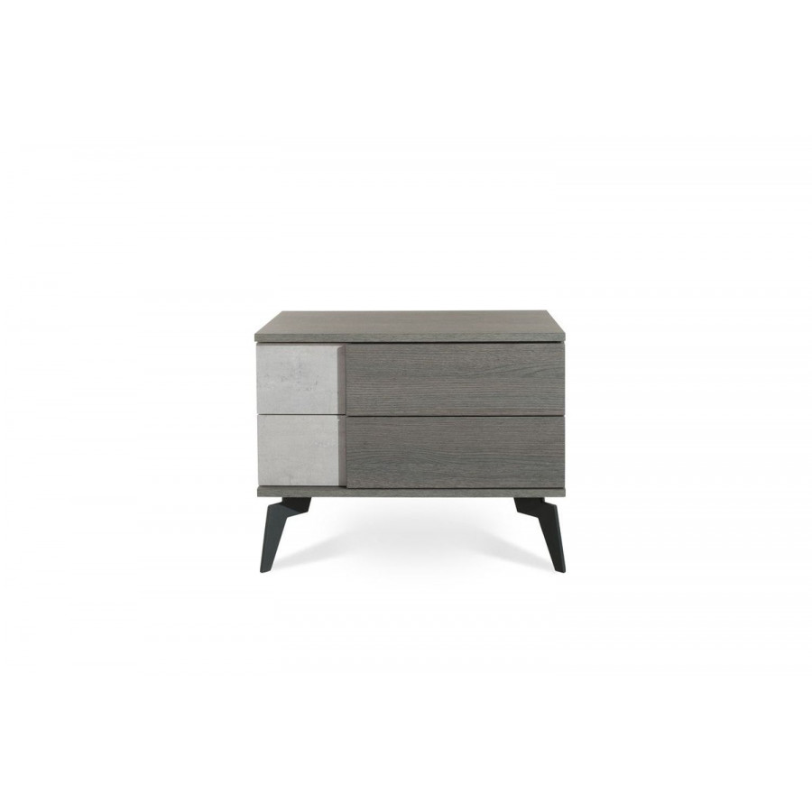 Jubilee - Polish Modern Nightstand in Faux Concrete/Matte Grey