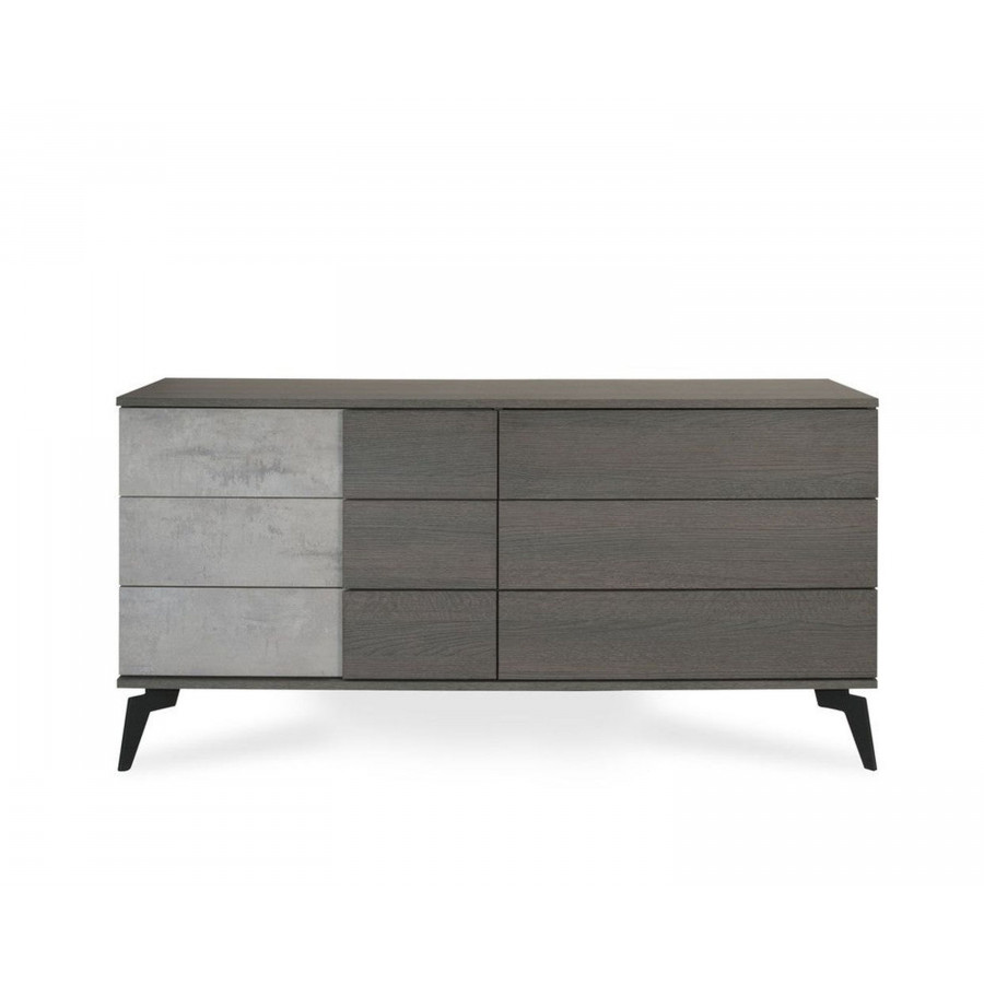 Jubilee - Polish Modern Dresser and Mirror in Faux Concrete/Matte Grey