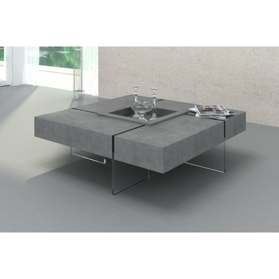 Jubilee - Suzu Modern Floating Coffee Table in Gray, Concrete/Glass