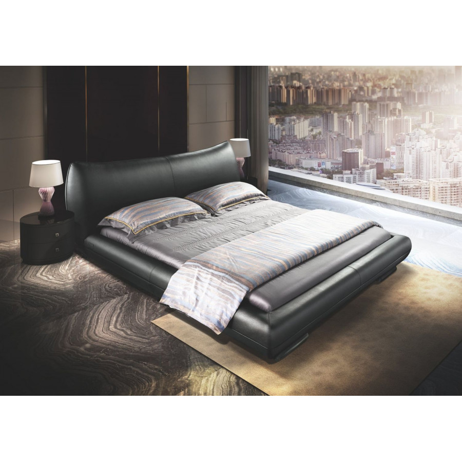 Jubilee Bazar California King Size Bed - Black, Leather
